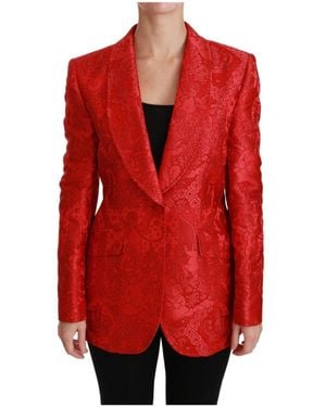 Dolce & Gabbana Rode Bloemen Angel Blazer Jas Jas - Rood