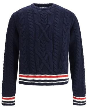 Thom Browne Kabelgebreide Trui - Blauw