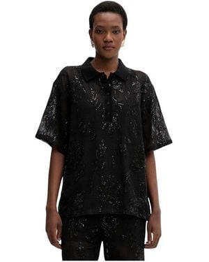 Isabelle Blanche Overhemden ,Zwart ,Katoen Polo Top
