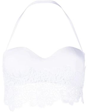 Ermanno Scervino Witte Lace Bandeau Bikini Top