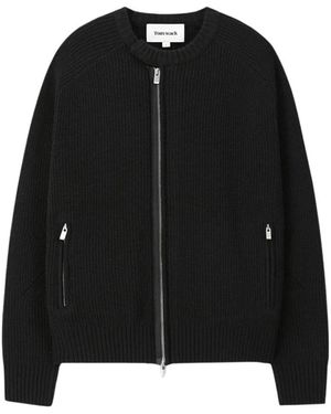 Tonywack Maglione Gebreide Zip-Up Merino - Zwart