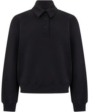 Maison Kitsuné Hoodies & Sweatvesten ,Zwart ,Katoen Baby Fox Polo Sweatshirt - Blauw