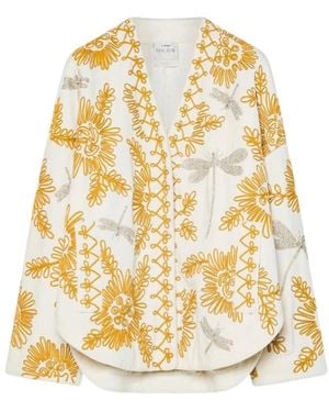 Forte Forte Fluwelen Geborduurde Kimono Jack Botanische Fantasie - Metallic