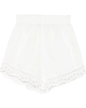 Ermanno Scervino Korte Broeken ,Wit ,Katoen Broderie Anglaise Shorts