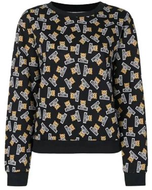 Moschino Hoodies & Sweatvesten ,Veelkleurig ,Katoen Felpa Girocollo Stampa Allover Teddy Bear Toy - Zwart