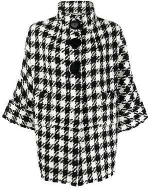 Charlott Karierte crop sleeve jacke - Schwarz
