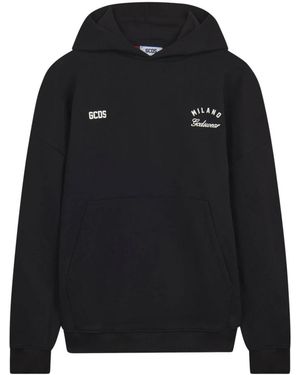 Gcds Hoodies & Sweatvesten ,Zwart ,Katoen Zwarte Hoodie Met Logo