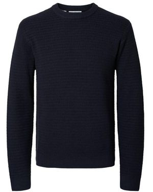 SELECTED Gestrickter Rundhals-Pullover - Blauw