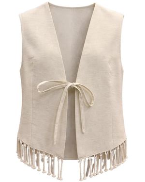 Souvenir Clubbing Gilet Met Franjes Onderaan - Naturel
