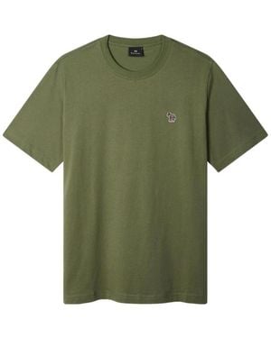 Paul Smith Tops ,Groen ,Katoen Zebra Logo T-Shirt