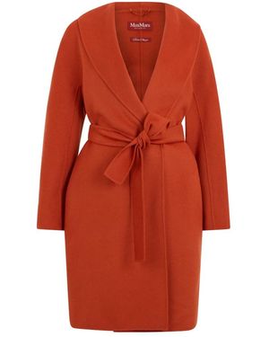 Max Mara Belted Coats - Red