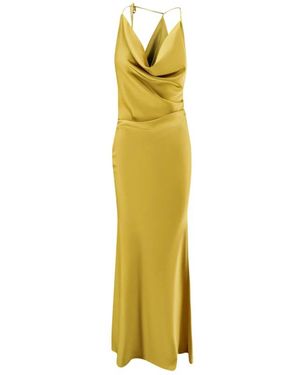 ACTUALEE Satijnen Lange Jurk - Metallic