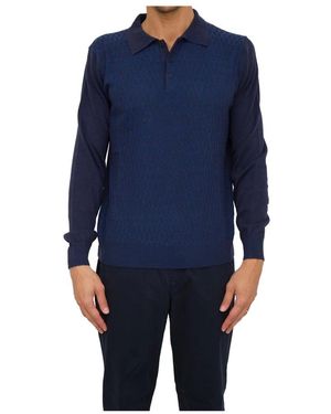 Corneliani Tops ,Blauw ,Wol Klassieke Polo Shirt Voor Mannen