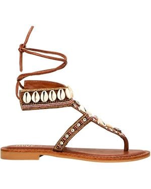 Ovyè Schoenen ,Bruin ,Leer Sandalo Alla Schiava