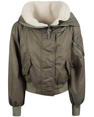 Ermanno Scervino Hooded Shearling-Lined Bomber Jacket - Grün