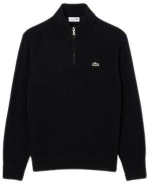 Lacoste Pullover Mit Rollkragen Aus Gekämmter Wolle Mit Reißverschluss - Schwarz
