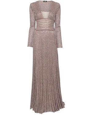 Missoni Maxi Jurk Met Lange Mouwen En Diepe Halslijn - Bruin