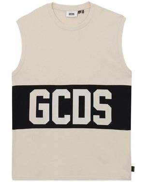 Gcds Tops ,Veelkleurig ,Katoen Logo Mouwloos T-Shirt - Naturel