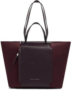 Piquadro Tassen ,Rood ,Leer Laptoptas 14" - Paars