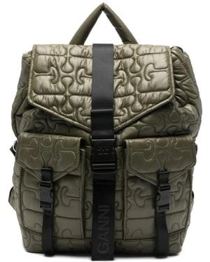 Ganni Quilted Backpack - Groen