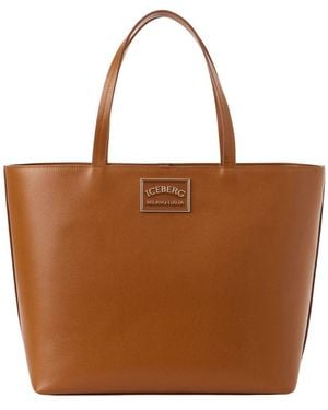 Iceberg Shopper tasche aus saffiano-leder in coccio farbe - Braun