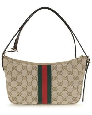 Gucci Monogram-Umhängetasche Mit Webstreifen - Braun