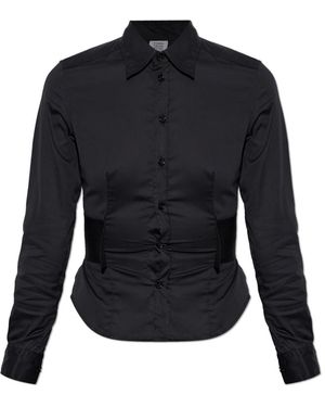 Vetements Overhemden ,Zwart ,Katoen Turtleneck Shirt Met Elastische Tailleband - Blauw