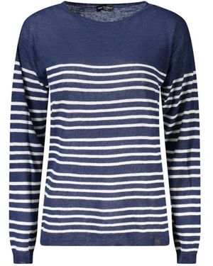 North Sails Gestreifter Baumwoll Leinen Pullover - Blau
