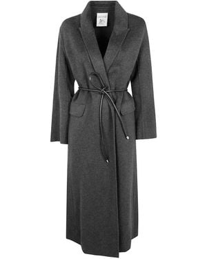 Semicouture Belted Coats - Zwart