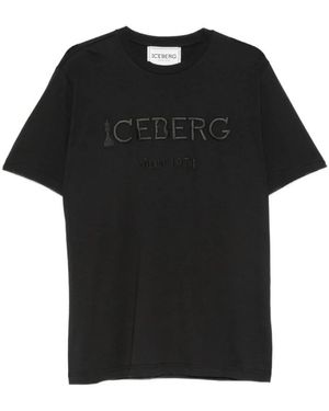 Iceberg Tops ,Zwart ,Katoen Logo T-Shirt