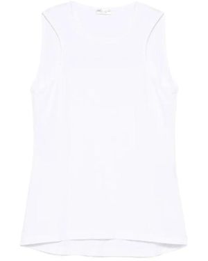Roberto Collina Tops ,Wit ,Katoen Ribbed Knit Tank Top