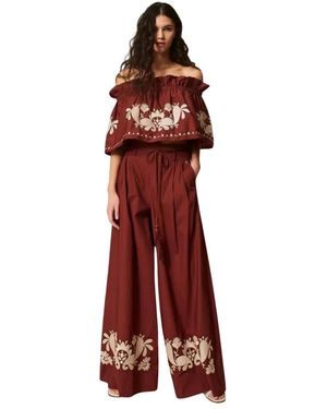 Twinset Broeken ,Rood ,Palazzo Broek