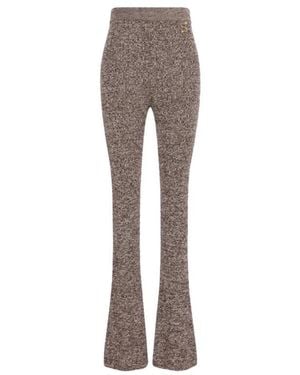Sportmax Broeken ,Bruin ,Leer Ribbed-Knit Flared Broeken