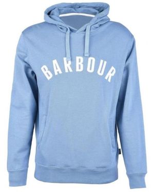 Barbour Hoodies & Sweatvesten ,Blauw ,Katoen Blauwe Action Hoodie Met Logo Applique