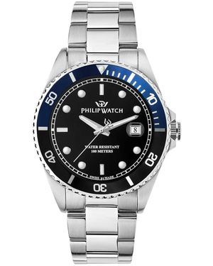 Philip Watch Accessoires ,Zwart ,Horloge Alleen Tijd Mannen Caribisch - Metallic