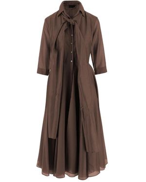 F.it Kleid Aus Lyocell-Mischgewebe Mit Geknotetem Kragen - Braun