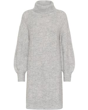 Cream Knitted Dresses - Gris
