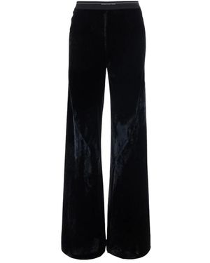 Semicouture Broeken ,Zwart ,Leer Rechte Fluwelen Broek