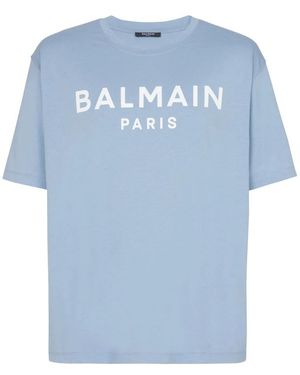 Balmain Tops ,Blauw ,Katoen Paris T-Shirt