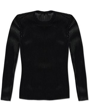 Helmut Lang Truien & Vesten ,Zwart ,Katoen Geribbelde Top Met Lange Mouwen