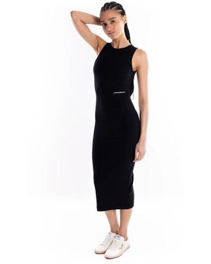 hinnominate Ribbed Cotton Tank Midi Jurk - Zwart
