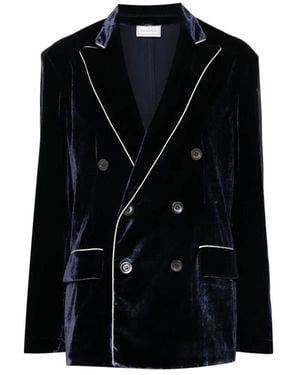 Pierre Louis Mascia Blaue samtjacken mit piped trim - Schwarz