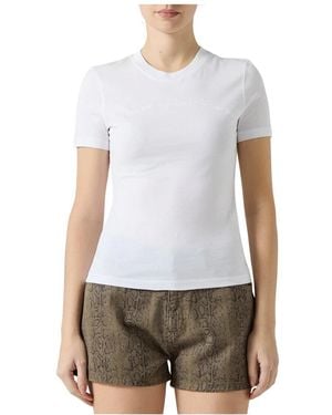 Versace Jeans Couture Tops ,Wit ,Katoen T-Shirt Logo Glitter