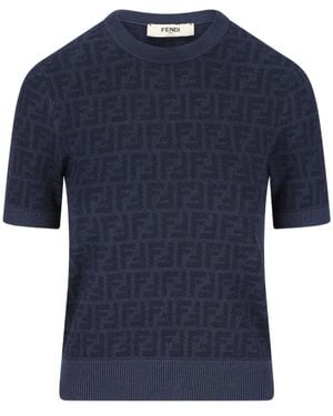 Fendi Round-Neck Knitwear - Azul