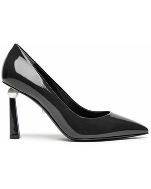 ALEVI Schwarze Lackleder Skulptierter Absatz Pumps