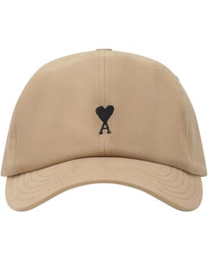 Ami Paris Accessoires ,Katoen Quota Logo Borduurpet - Naturel