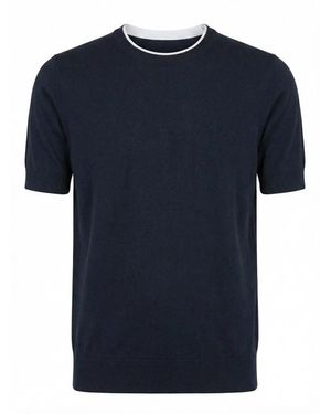 Peserico Rundhals-T-Shirt - Blau