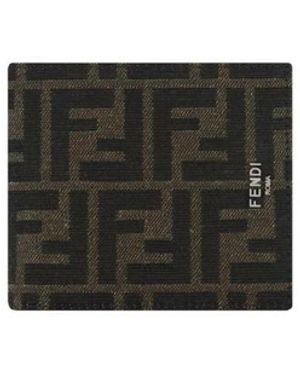 Fendi Accessoires ,Bruin ,Iconische Monogram Leren Portemonnee - Zwart