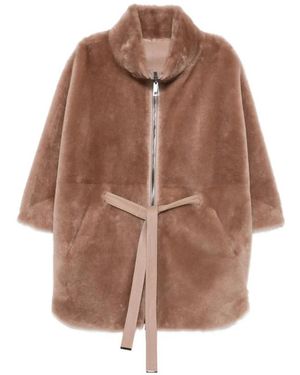 Suprema Omkeerbare Shearling Cape - Bruin