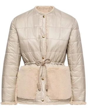 Moncler Jassen ,Leer Omkeerbaar Donsjack - Naturel